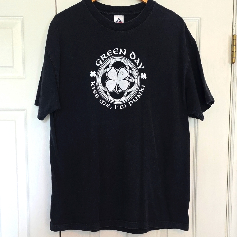 Mens Green Day Black T-Shirt, Size XL, 100% Cotton